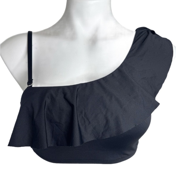 Women’s asymmetrical Ruffle Black One shoulder Bikini Top Size small - Picture 2 of 5